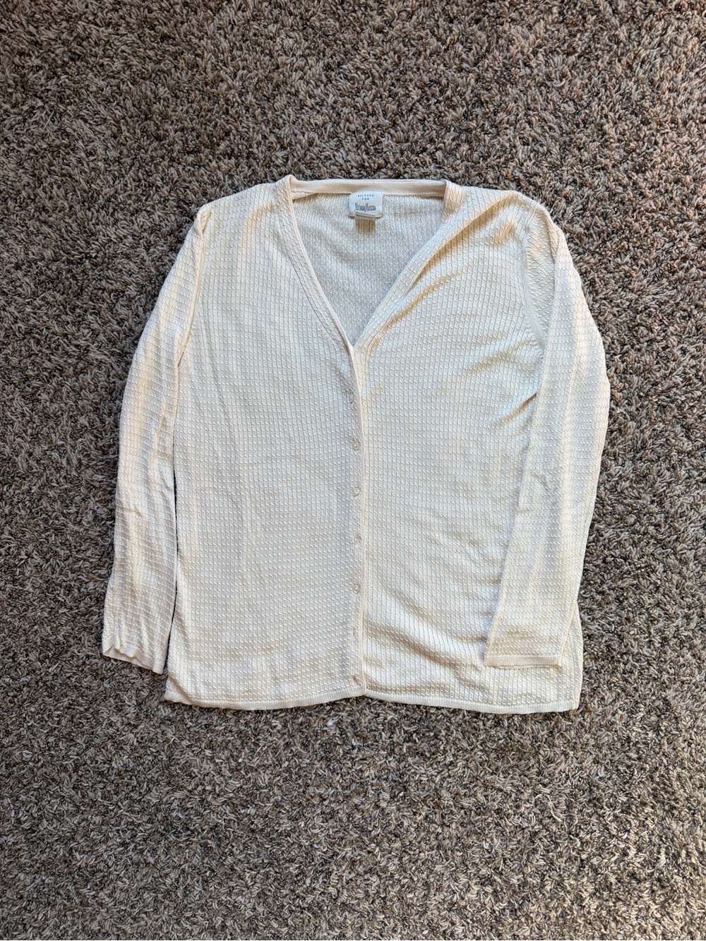 Belford for Neiman Marcus 100% Silk Cream Button-Front Women's Cardigan